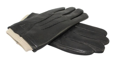 Rękawiczki Męskie PolskaGalanteria Ocieplane Z Jasnym Ściągaczem Ze Skóry Renifera Rozmiar 10 CZARNE