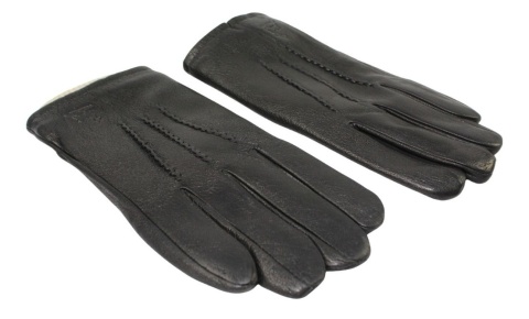 Rękawiczki Męskie PolskaGalanteria Ocieplane Z Jasnym Ściągaczem Ze Skóry Renifera Rozmiar 10 CZARNE