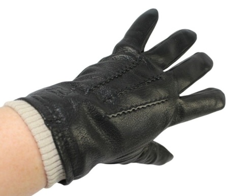 Rękawiczki Męskie PolskaGalanteria Ocieplane Z Jasnym Ściągaczem Ze Skóry Renifera Rozmiar 10 CZARNE