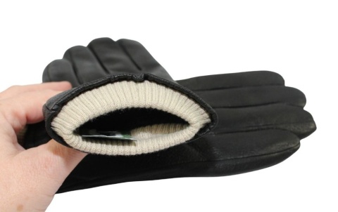 Rękawiczki Męskie PolskaGalanteria Ocieplane Z Jasnym Ściągaczem Ze Skóry Renifera Rozmiar 11 1/2 CZARNE