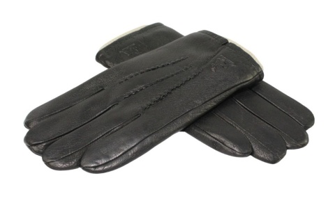 Rękawiczki Męskie PolskaGalanteria Ocieplane Z Jasnym Ściągaczem Ze Skóry Renifera Rozmiar 11 1/2 CZARNE