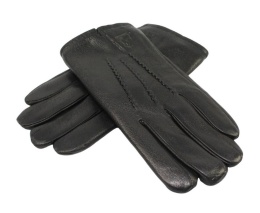 Rękawiczki Męskie PolskaGalanteria Ocieplane Z Jasnym Ściągaczem Ze Skóry Renifera Rozmiar 11 CZARNE