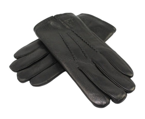 Rękawiczki Męskie PolskaGalanteria Ocieplane Z Jasnym Ściągaczem Ze Skóry Renifera Rozmiar 11 CZARNE