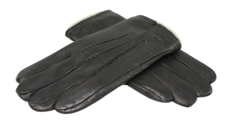 Rękawiczki Męskie PolskaGalanteria Ocieplane Z Jasnym Ściągaczem Ze Skóry Renifera Rozmiar 11 CZARNE