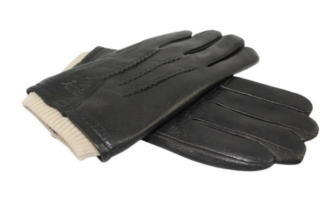 Rękawiczki Męskie PolskaGalanteria Ocieplane Z Jasnym Ściągaczem Ze Skóry Renifera Rozmiar 11 CZARNE