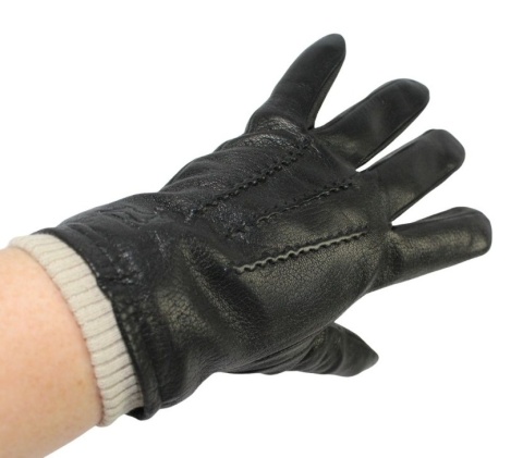 Rękawiczki Męskie PolskaGalanteria Ocieplane Z Jasnym Ściągaczem Ze Skóry Renifera Rozmiar 11 CZARNE