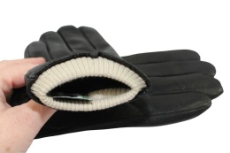 Rękawiczki Męskie PolskaGalanteria Ocieplane Z Jasnym Ściągaczem Ze Skóry Renifera Rozmiar 12 CZARNE