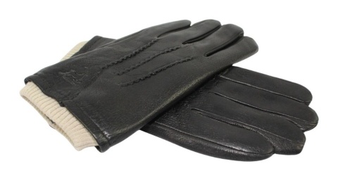 Rękawiczki Męskie PolskaGalanteria Ocieplane Z Jasnym Ściągaczem Ze Skóry Renifera Rozmiar 12 CZARNE
