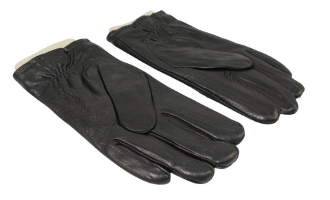 Rękawiczki Męskie PolskaGalanteria Ocieplane Z Jasnym Ściągaczem Ze Skóry Renifera Rozmiar 12 CZARNE