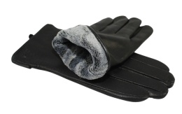 Rękawiczki Męskie PolskaGalanteria Ocieplane Ze Skóry Renifera Rozmiar 10 1/2 GŁADKIE CZARNE