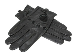 Rękawiczki Skórzane Samochodowe Z wycięciami PolskaGalanteria Ze Skóry Cielęcej Rozmiar 11 1/2 CZARNE