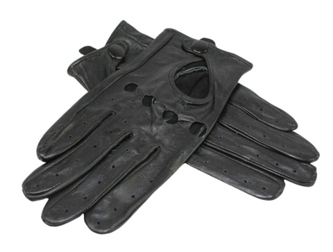 Rękawiczki Skórzane Samochodowe Z wycięciami PolskaGalanteria Ze Skóry Cielęcej Rozmiar 11 1/2 CZARNE