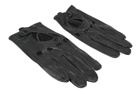 Rękawiczki Skórzane Samochodowe Z wycięciami PolskaGalanteria Ze Skóry Cielęcej Rozmiar 11 1/2 CZARNE