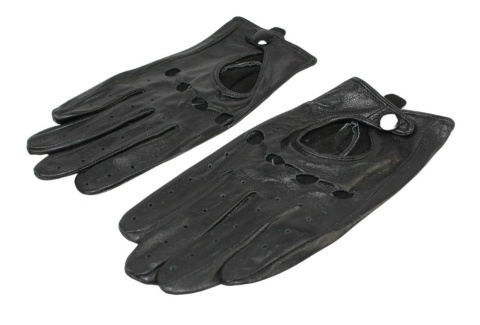 Rękawiczki Skórzane Samochodowe Z wycięciami PolskaGalanteria Ze Skóry Cielęcej Rozmiar 11 1/2 CZARNE