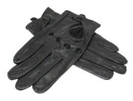 Rękawiczki Skórzane Samochodowe Z wycięciami PolskaGalanteria Ze Skóry Cielęcej Rozmiar 11 CZARNE