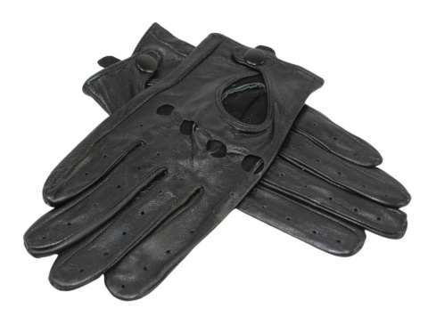 Rękawiczki Skórzane Samochodowe Z wycięciami PolskaGalanteria Ze Skóry Cielęcej Rozmiar 11 CZARNE