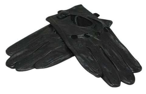 Rękawiczki Skórzane Samochodowe Z wycięciami PolskaGalanteria Ze Skóry Cielęcej Rozmiar 11 CZARNE