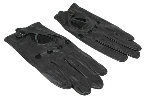 Rękawiczki Skórzane Samochodowe Z wycięciami PolskaGalanteria Ze Skóry Cielęcej Rozmiar 11 CZARNE