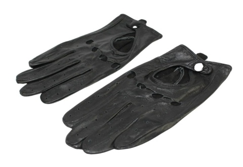 Rękawiczki Skórzane Samochodowe Z wycięciami PolskaGalanteria Ze Skóry Cielęcej Rozmiar 11 CZARNE