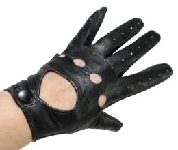 Rękawiczki Skórzane Samochodowe Z wycięciami PolskaGalanteria Ze Skóry Cielęcej Rozmiar 12 CZARNE