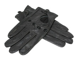 Rękawiczki Skórzane Samochodowe Z wycięciami PolskaGalanteria Ze Skóry Cielęcej Rozmiar 12 CZARNE