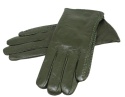 Skórzane Ocieplane Rękawiczki Damskie PolskaGalanteria.pl Ze Skóry Naturalnej CIEMNE OLIWKOWE Rozmiar 7 1/2 