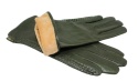 Skórzane Ocieplane Rękawiczki Damskie PolskaGalanteria.pl Ze Skóry Naturalnej CIEMNE OLIWKOWE Rozmiar 7 1/2 
