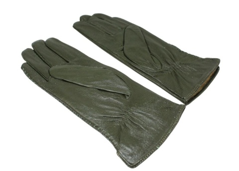 Skórzane Ocieplane Rękawiczki Damskie PolskaGalanteria.pl Ze Skóry Naturalnej CIEMNE OLIWKOWE Rozmiar 7 1/2 