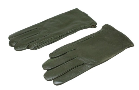 Skórzane Ocieplane Rękawiczki Damskie PolskaGalanteria.pl Ze Skóry Naturalnej CIEMNE OLIWKOWE Rozmiar 7 