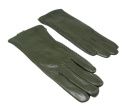 Skórzane Ocieplane Rękawiczki Damskie PolskaGalanteria.pl Ze Skóry Naturalnej CIEMNE OLIWKOWE Rozmiar 8 1/2 