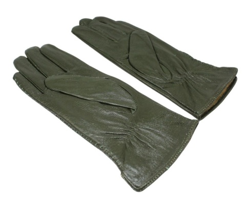 Skórzane Ocieplane Rękawiczki Damskie PolskaGalanteria.pl Ze Skóry Naturalnej CIEMNE OLIWKOWE Rozmiar 8 1/2 