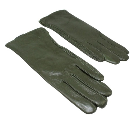 Skórzane Ocieplane Rękawiczki Damskie PolskaGalanteria.pl Ze Skóry Naturalnej CIEMNE OLIWKOWE Rozmiar 8 