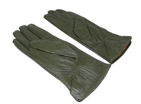 Skórzane Ocieplane Rękawiczki Damskie PolskaGalanteria.pl Ze Skóry Naturalnej CIEMNE OLIWKOWE Rozmiar 8 