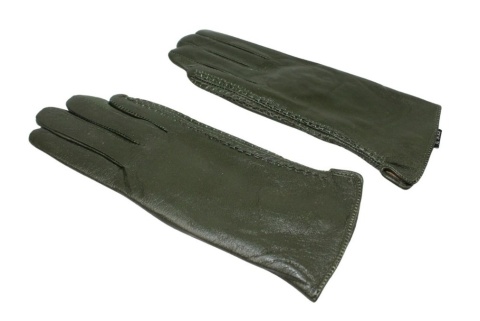 Skórzane Ocieplane Rękawiczki Damskie PolskaGalanteria.pl Ze Skóry Naturalnej CIEMNE OLIWKOWE Rozmiar 9