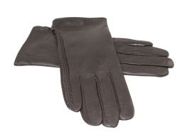 Skórzane Ocieplane Rękawiczki Damskie PolskaGalanteria.pl Ze Skóry Naturalnej CZEKOLADOWE o Rozmiar 7