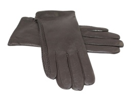 Skórzane Ocieplane Rękawiczki Damskie PolskaGalanteria.pl Ze Skóry Naturalnej CZEKOLADOWE o Rozmiar 8 1/2