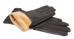 Skórzane Ocieplane Rękawiczki Damskie PolskaGalanteria.pl Ze Skóry Naturalnej CZEKOLADOWE o Rozmiar 8