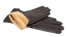 Skórzane Ocieplane Rękawiczki Damskie PolskaGalanteria.pl Ze Skóry Naturalnej CZEKOLADOWE o Rozmiar 9