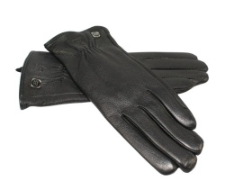 Skórzane Ocieplane Rękawiczki Damskie PolskaGalanteria.pl Ze Skóry Naturalnej Renifera Z Górnym Ściągaczem CZARNE Rozmiar 7 1/2