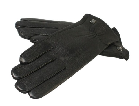 Skórzane Ocieplane Rękawiczki Damskie PolskaGalanteria.pl Ze Skóry Naturalnej Renifera Z Górnym Ściągaczem CZARNE Rozmiar 7 1/2