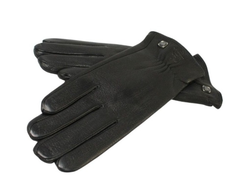 Skórzane Ocieplane Rękawiczki Damskie PolskaGalanteria.pl Ze Skóry Naturalnej Renifera Z Górnym Ściągaczem CZARNE Rozmiar 7