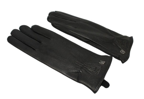 Skórzane Ocieplane Rękawiczki Damskie PolskaGalanteria.pl Ze Skóry Naturalnej Renifera Z Górnym Ściągaczem CZARNE Rozmiar 7