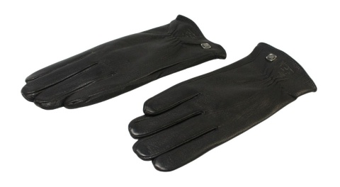 Skórzane Ocieplane Rękawiczki Damskie PolskaGalanteria.pl Ze Skóry Naturalnej Renifera Z Górnym Ściągaczem CZARNE Rozmiar 7