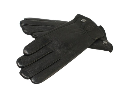 Skórzane Ocieplane Rękawiczki Damskie PolskaGalanteria.pl Ze Skóry Naturalnej Renifera Z Górnym Ściągaczem CZARNE Rozmiar 8 1/2