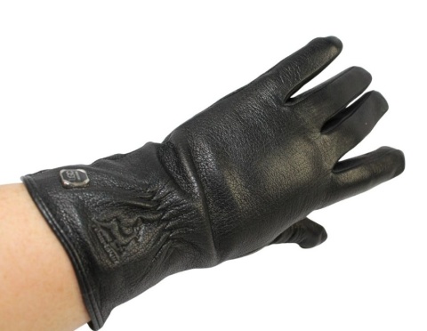 Skórzane Ocieplane Rękawiczki Damskie PolskaGalanteria.pl Ze Skóry Naturalnej Renifera Z Górnym Ściągaczem CZARNE Rozmiar 8 1/2