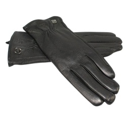 Skórzane Ocieplane Rękawiczki Damskie PolskaGalanteria.pl Ze Skóry Naturalnej Renifera Z Górnym Ściągaczem CZARNE Rozmiar 8