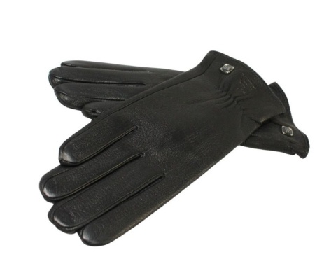 Skórzane Ocieplane Rękawiczki Damskie PolskaGalanteria.pl Ze Skóry Naturalnej Renifera Z Górnym Ściągaczem CZARNE Rozmiar 8