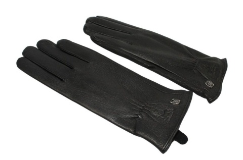 Skórzane Ocieplane Rękawiczki Damskie PolskaGalanteria.pl Ze Skóry Naturalnej Renifera Z Górnym Ściągaczem CZARNE Rozmiar 8