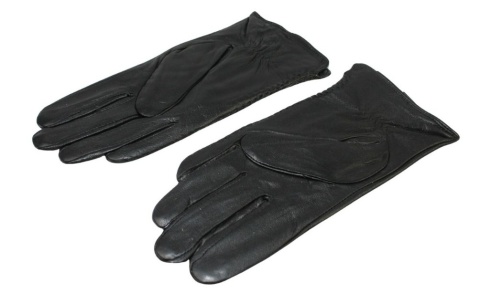 Skórzane Ocieplane Rękawiczki Damskie PolskaGalanteria.pl Ze Skóry Naturalnej Z Wzorkiem Podwójna Nitka CZARNE Rozmiar 7 1/2