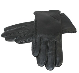 Skórzane Ocieplane Rękawiczki Damskie PolskaGalanteria.pl Ze Skóry Naturalnej Z Wzorkiem Podwójna Nitka CZARNE Rozmiar 8